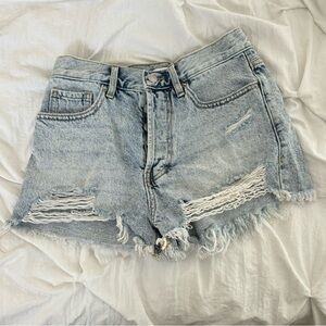 Pacsun light blue jean ripped shorts